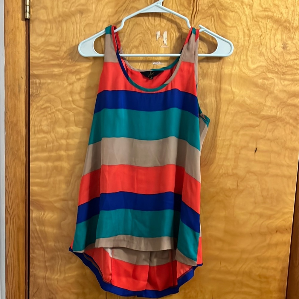 Asymmetrical Blue and Red Tank Top